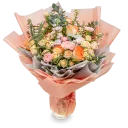 kytice růží, karafiátu a matthiol